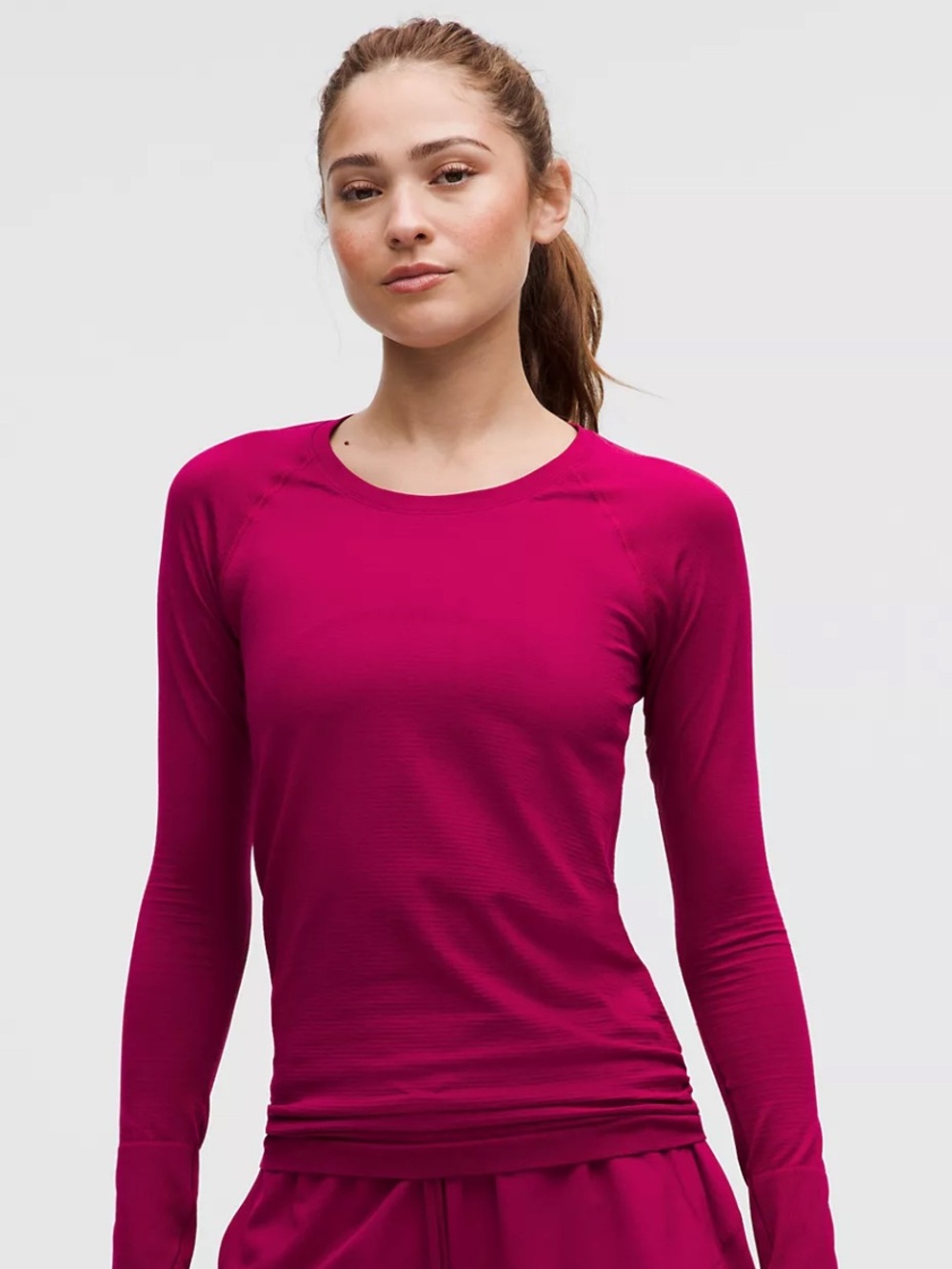 Long Sleeve Maroon Crewneck Top